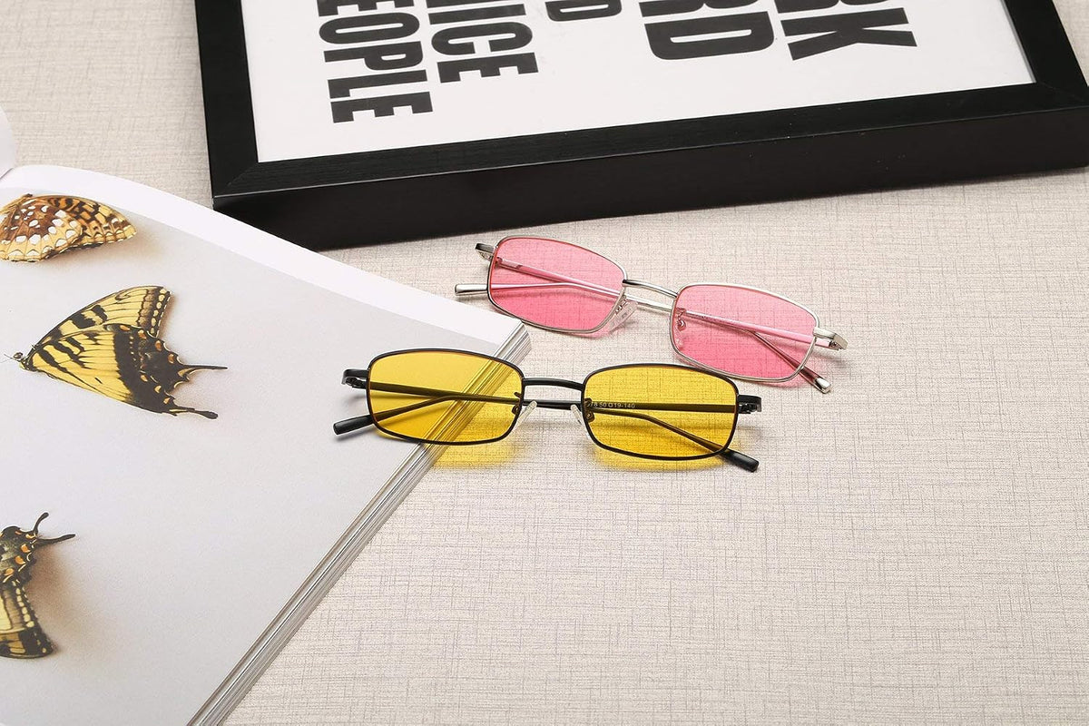 ÉÌƷͼƬ 39 | B079L1KYF3 | FEISEDY Vintage Small Rectangle Sunglasses Women Men Retro Trendy Square Metal Frame Sun Glasses B2295