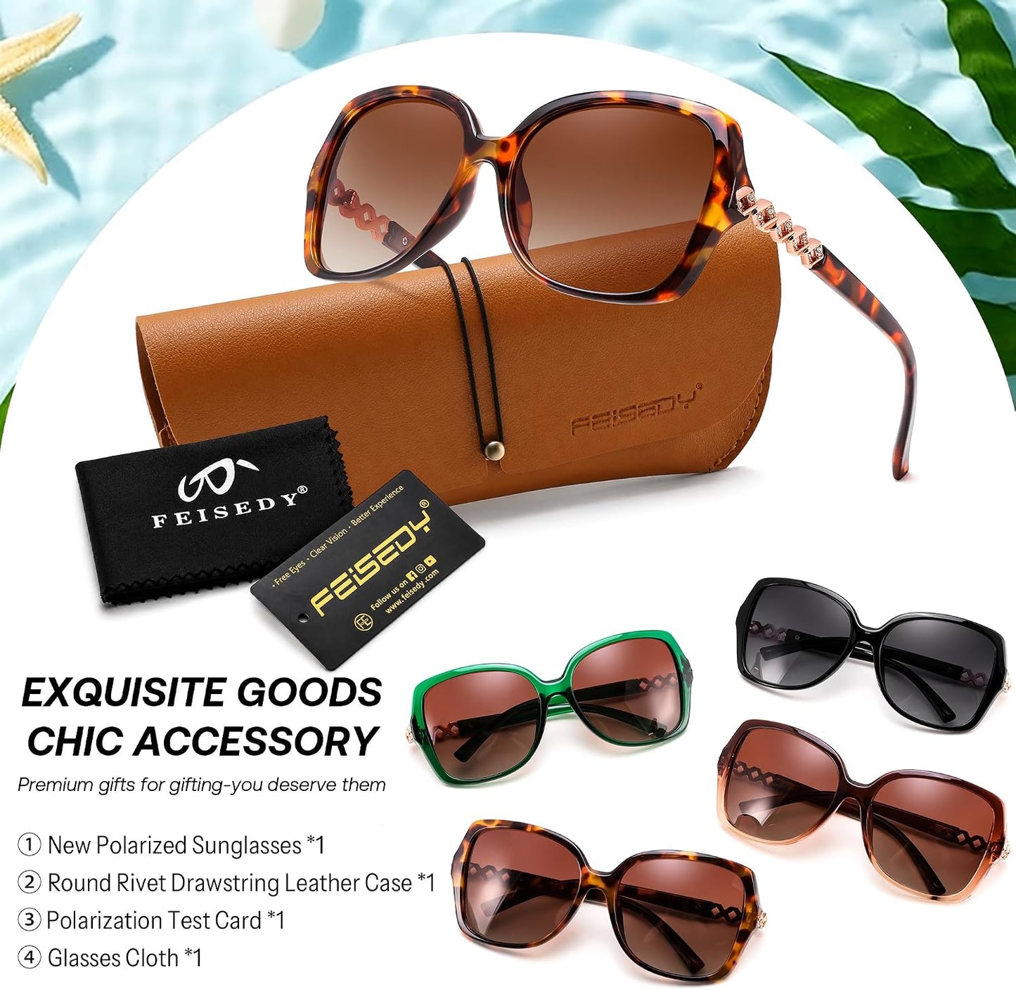 商品图片 20 | B0H8N95LQC | FEISEDY Retro Polarized Sunglasses for Women Chunky Square Frame B0464