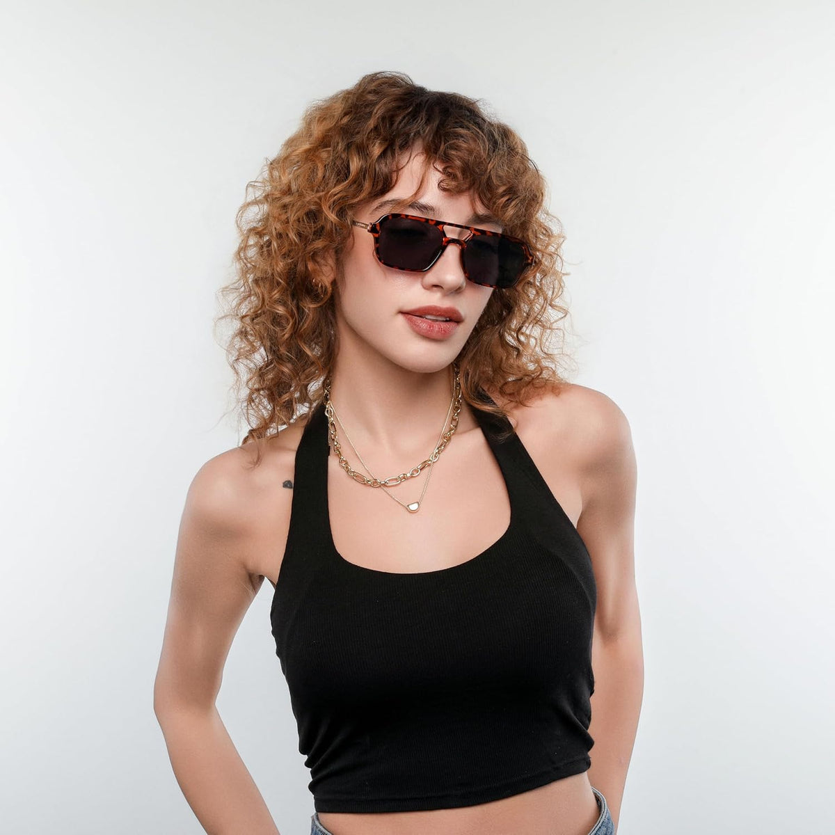 ÉÌƷͼƬ 14 | B0925V3NP4 | FEISEDY Vintage Square 70s Flat Aviator Sunglasses Women Men Metal Design Shades B2752