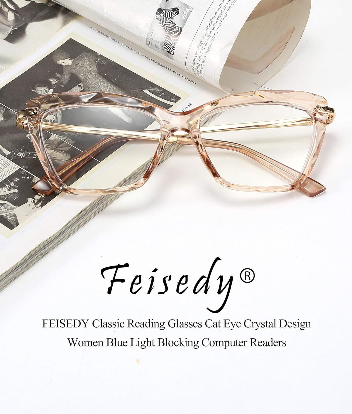 ÉÌƷͼƬ 8 | B088WVS65H | FEISEDY Crystal Cat Eye Reading Glasses Blue Light Blocking Reader Anti Eyestrain Glasses B2596 Champagne 1.75x