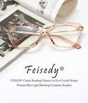 ÉÌƷͼƬ 8 | B088WVS65H | FEISEDY Crystal Cat Eye Reading Glasses Blue Light Blocking Reader Anti Eyestrain Glasses B2596 Champagne 1.75x