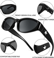 ÉÌƷͼƬ 3 | B0CBTG9FHB | FEISEDY Y2K Wrap Around Fashion Sunglasses for Women Men Trendy Futuristic 2000s Accessories Oval Sunglasses B1088