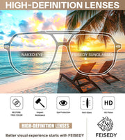 ÉÌƷͼƬ 6 | B0H71K72HH | FEISEDY Retro Aviator Sunglasses for Women Men 70s Square Sun Glasses B0281