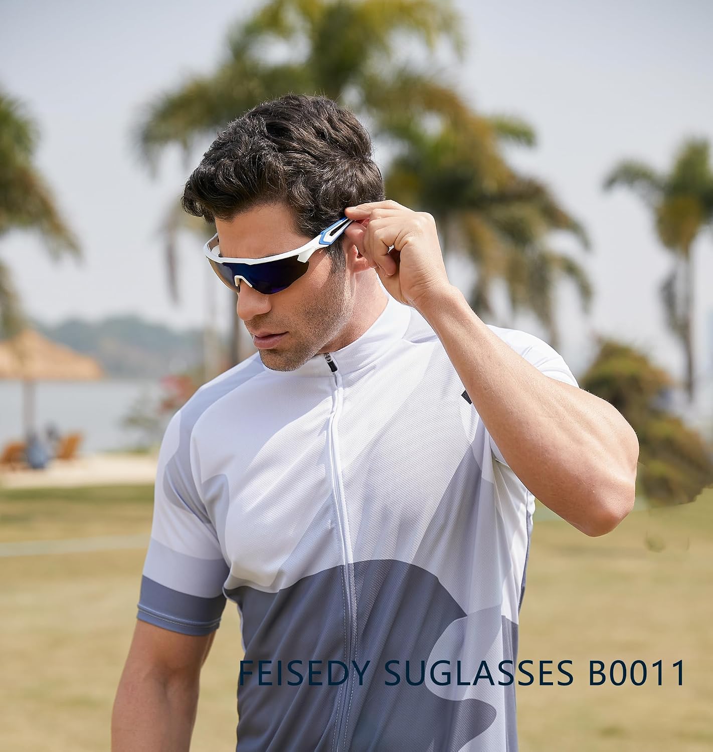 商品图片 9 | B0B2WDLNDM | FEISEDY Sports Sunglasses, with 5 Lenses for Men Women, TR90 Lightweight, Baseball Cycling Motorcycle Running Golf B2940