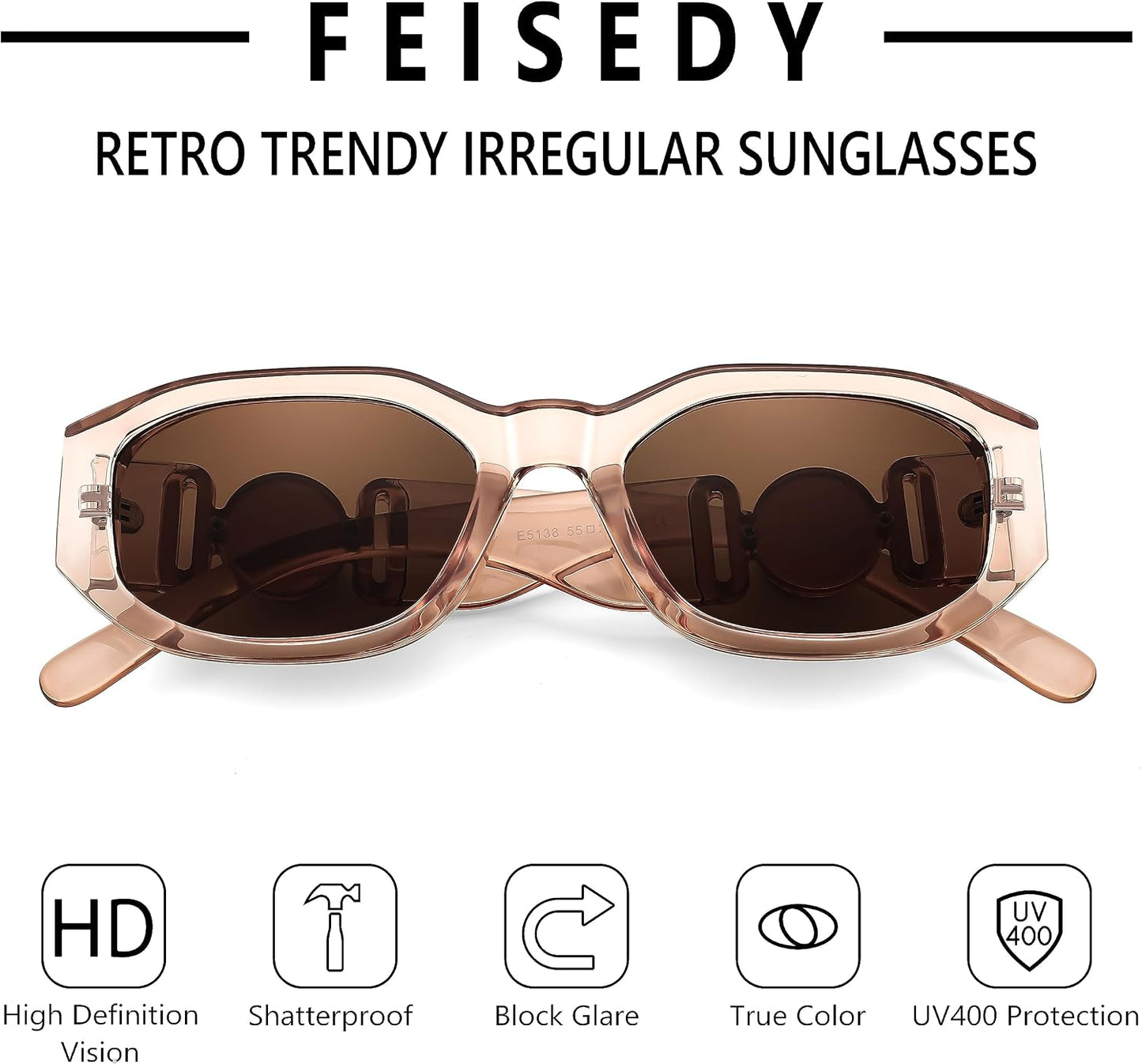 商品图片 36 | B0B5V7T75J | FEISEDY Retro Trendy Rectangle Sunglasses Women Men Narrow Shades B2322