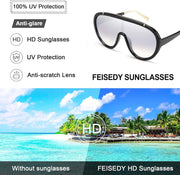 ÉÌƷͼƬ 72 | B085PPHWTZ | FEISEDY Retro Oversized Sunglasses Women Men One Piece Frame B2580