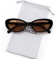 Black Frame Light Brown Lens / 53 Millimeters | B0H2YS6LMK | FEISEDY Women Vintage Oval Cat Eye Sunglasses, Retro Narrow Shades B0459
