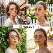 ÉÌƷͼƬ 9 | B0GVDPV1W4 | FEISEDY Metal Oval Sunglasses UV400 Protection for Women and Men B0429