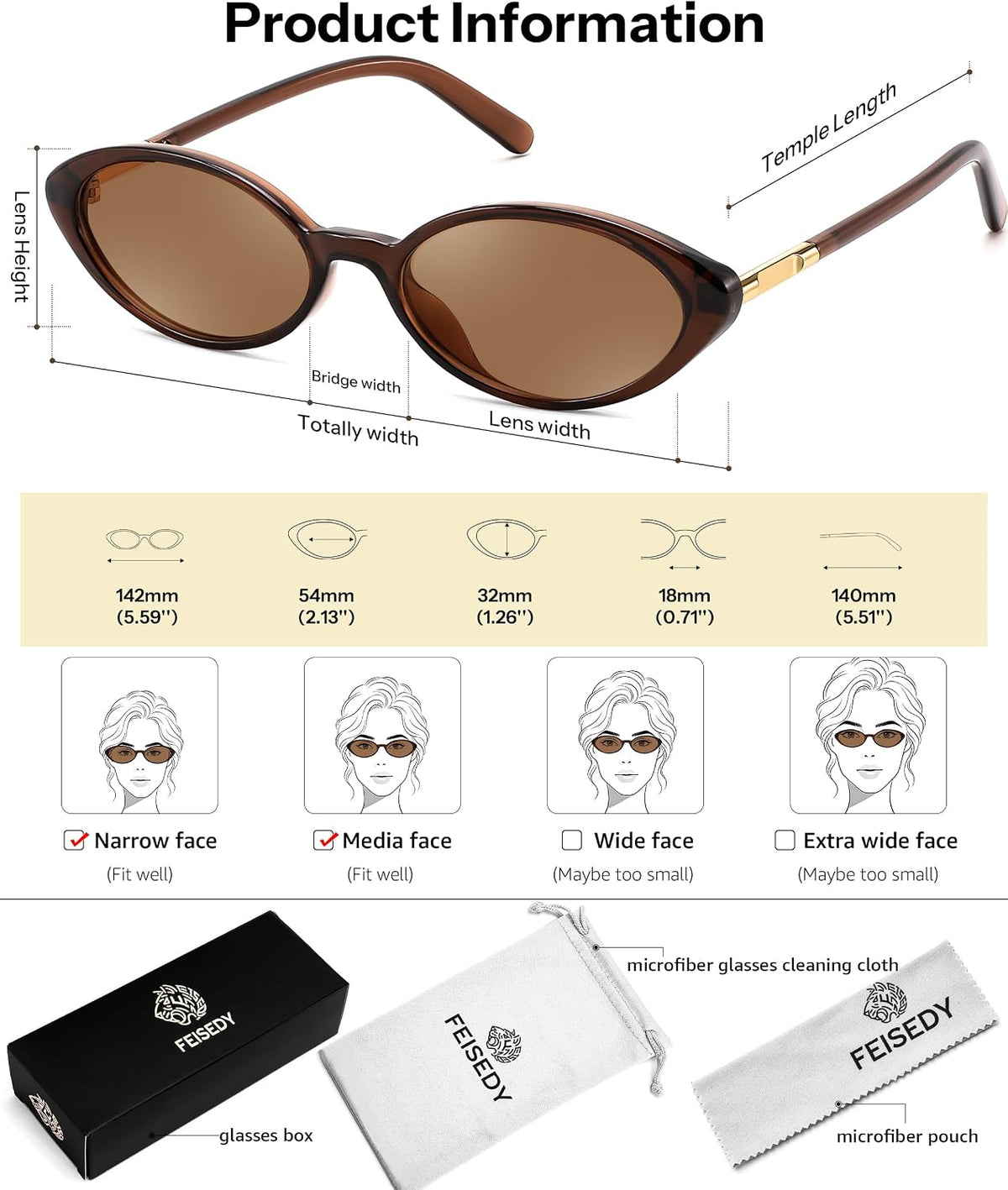 ÉÌƷͼƬ 36 | B0H2VP4ZBG | FEISEDY Oval Cat Eye Sunglasses for Women, 90s Narrow Y2K Shades B0435