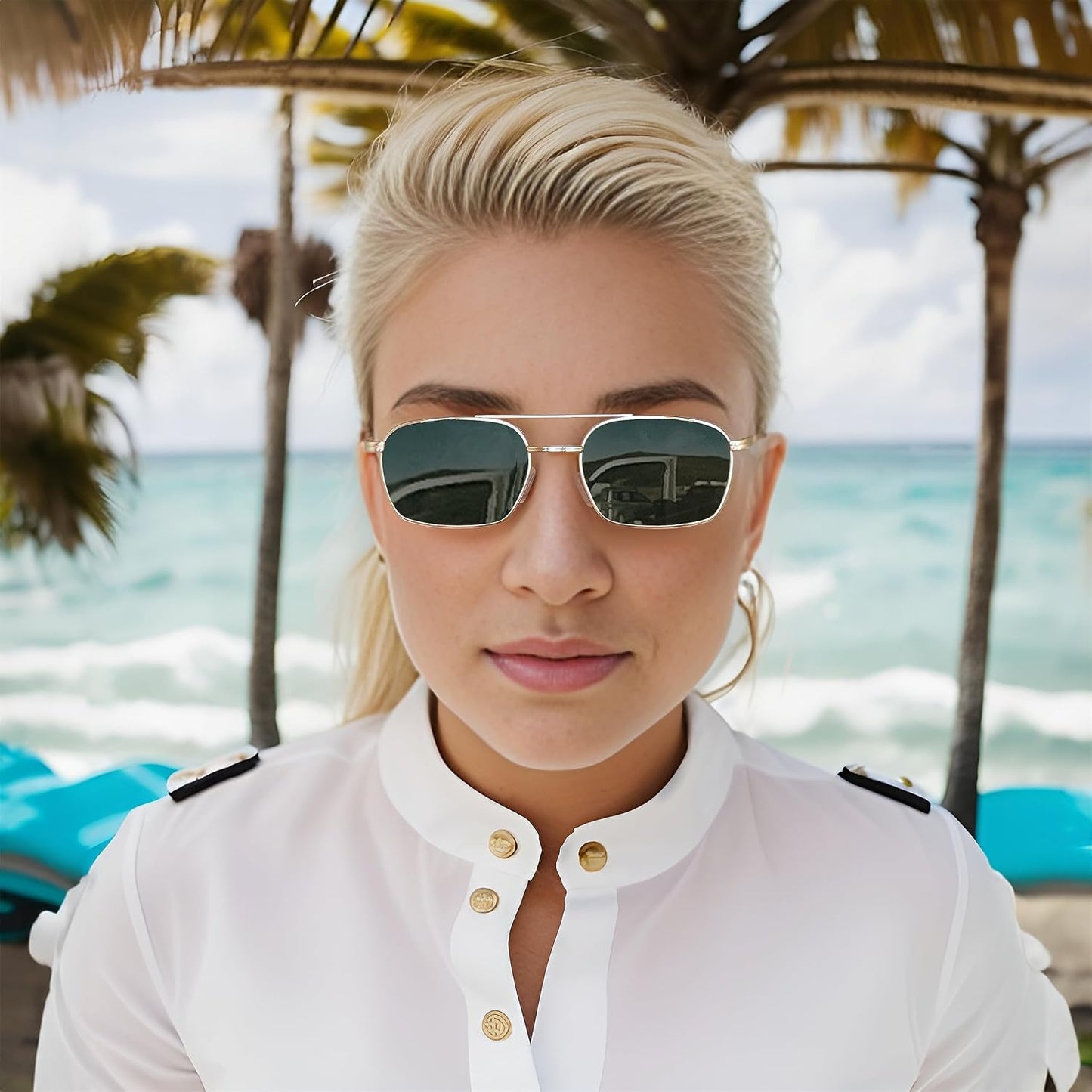 商品图片 40 | B09GKB6G1G | FEISEDY Fashion Square Aviator Sunglasses Women Men Trendy Retro Metal Frame Sun Glasses Candy Color Lens B1036