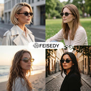 ÉÌƷͼƬ 26 | B0GV61HCD9 | FEISEDY Retro Oval Sunglasses for Women Small 90s Y2K UV Protection B1584