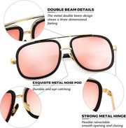 ÉÌƷͼƬ 35 | B0B681YMF5 | FEISEDY Retro Trendy Aviator Sunglasses Women Men Classic Vintage Square Sunglasses 70s Large Metal Shades B2321