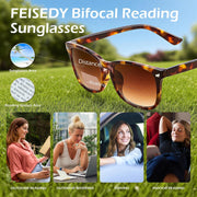 ÉÌƷͼƬ 4 | B0DFPVZVTV | FEISEDY Classic Bifocal Reader Sunglasses for Women Men Square Blue Light Reading Glasses B0231