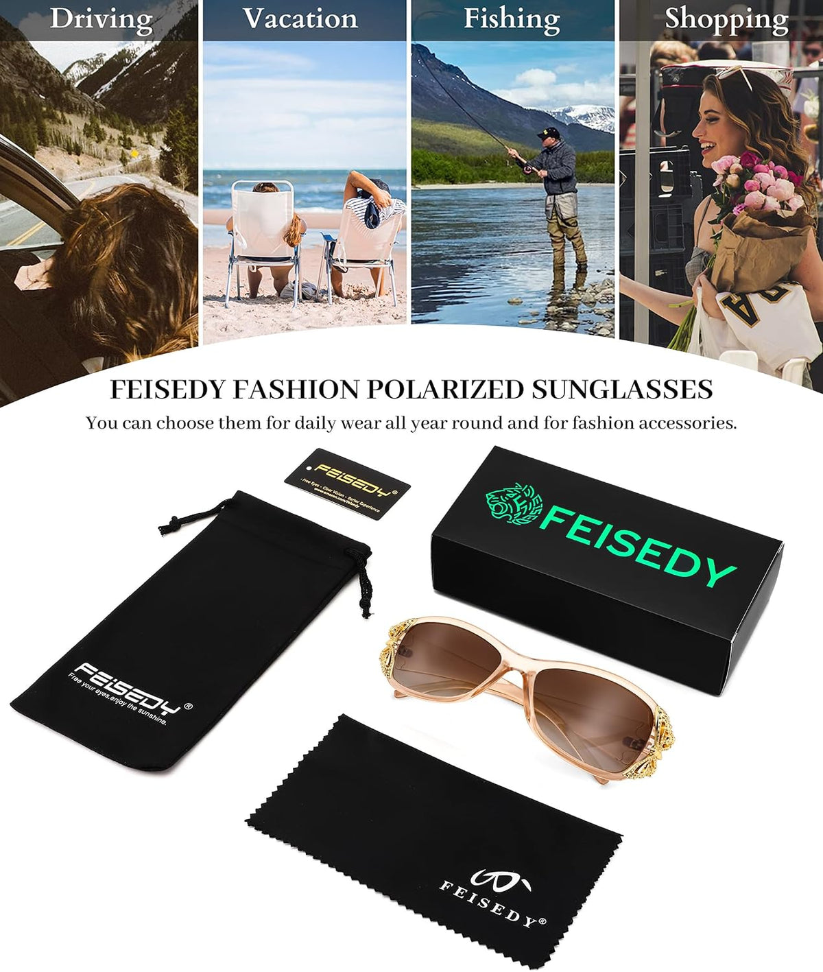 ÉÌƷͼƬ 6 | B0CNRQ7WVZ | FEISEDY Y2K Women Polarized Sunglasses Butterfly Wrap Around UV400 Shades