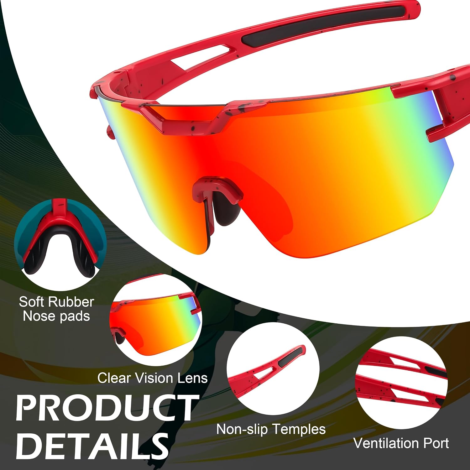 商品图片 4 | B0DBVLTVQD | FEISEDY Kids Sunglasses Youth Baseball Sun Glasses, UV400 Sports Cycling Softball Sunglasses for Adult Boys Girls B0227