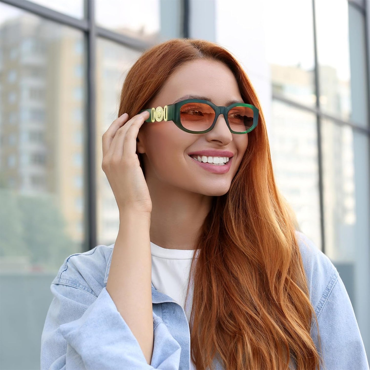 商品图片 59 | B0B5V7T75J | FEISEDY Retro Trendy Rectangle Sunglasses Women Men Narrow Shades B2322