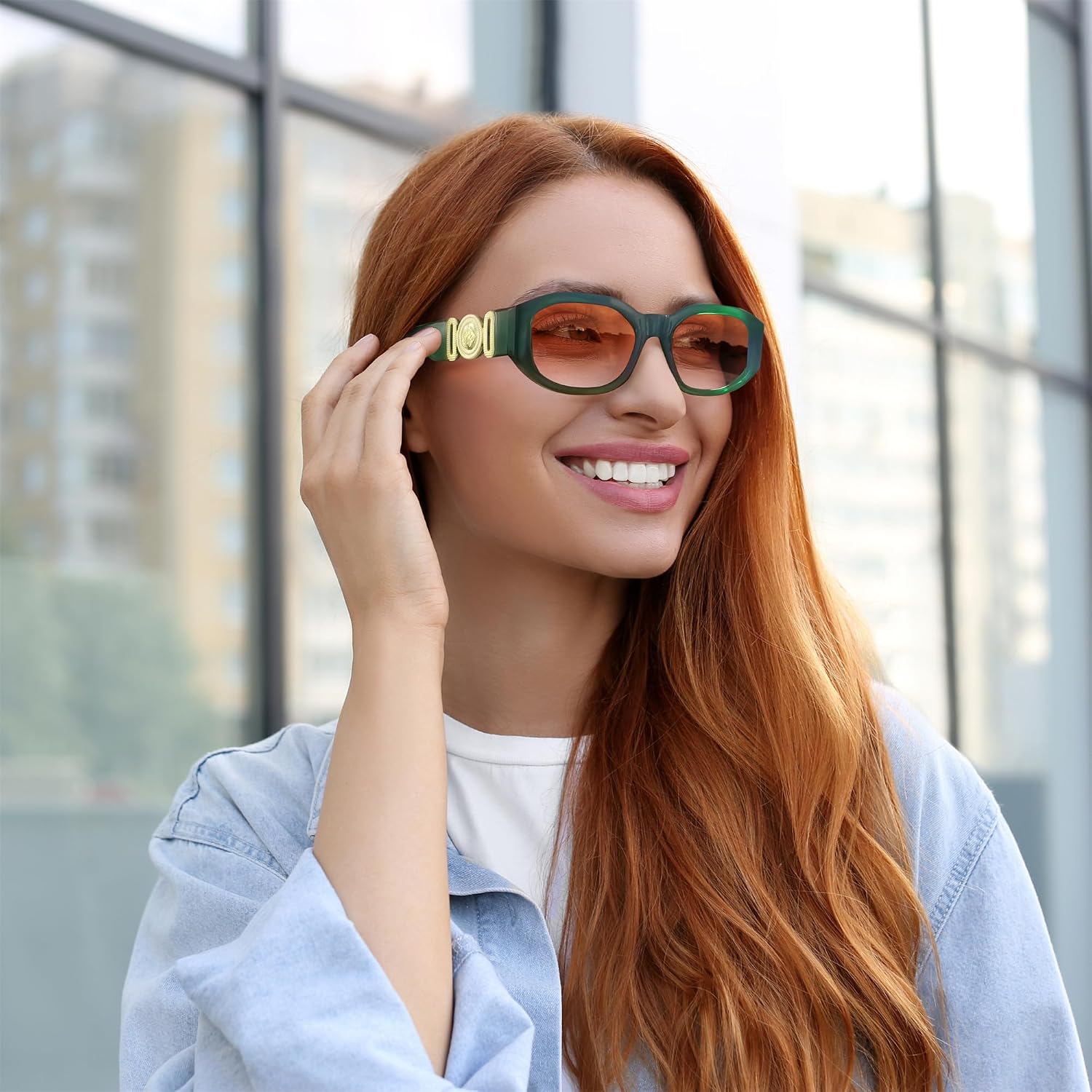 商品图片 59 | B0B5V7T75J | FEISEDY Retro Trendy Rectangle Sunglasses Women Men Narrow Shades B2322