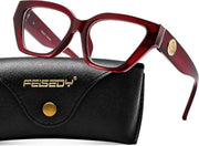 Wine Red / 52 Millimeters | B0GQZHLH7V | FEISEDY Women Cat Eye Blue Light Blocking Glasses for Women B0350