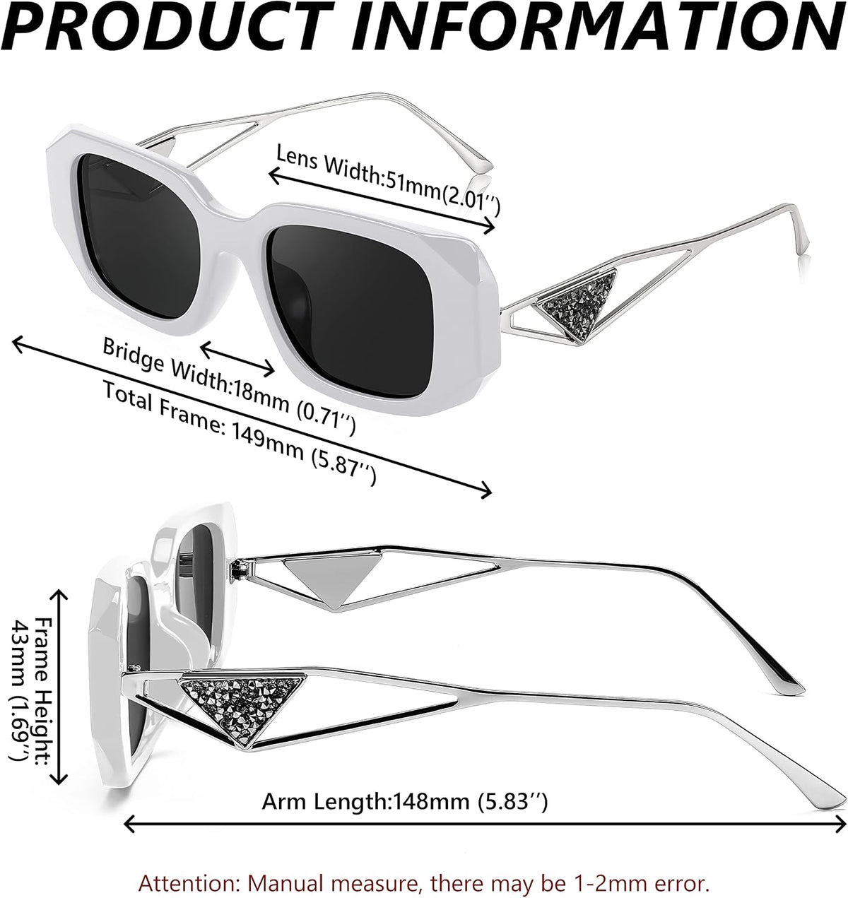 商品图片 6 | B0BV5YP1F2 | FEISEDY Retro Rectangle Sunglasses for Women Trendy Small Square Sunglasses 90s Vintage Shades B2968