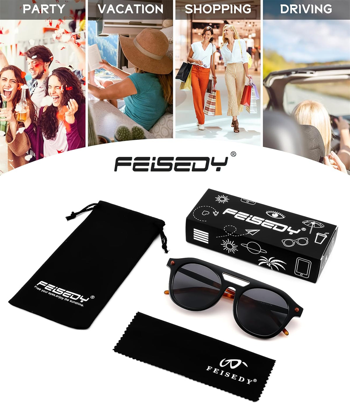 ÉÌƷͼƬ 8 | B0CHBBJ1H1 | FEISEDY Retro Square Aviator Sunglasses Womens Mens Trendy 70s Vintage Stylish Frame UV400 Sun Glasses B0051
