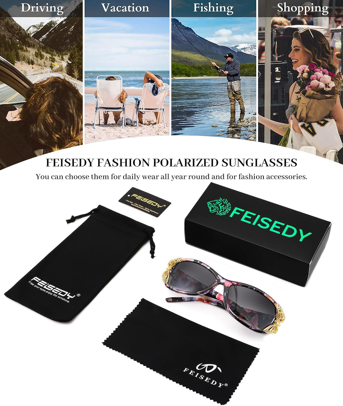 ÉÌƷͼƬ 57 | B0CNRQ7WVZ | FEISEDY Y2K Women Polarized Sunglasses Butterfly Wrap Around UV400 Shades