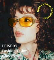 ÉÌƷͼƬ 84 | B081YY5RM3 | FEISEDY Classic Womens Night Glasses Driving Anti Glare Wrap Around Yellow Sunglasses B2548