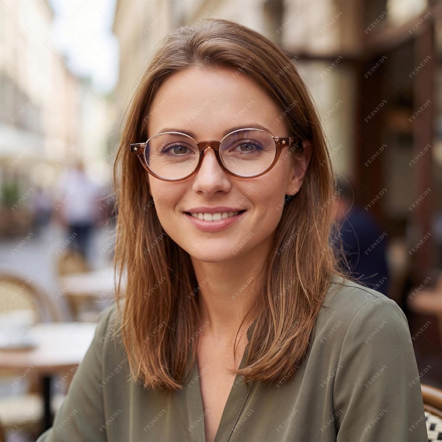 商品图片 2 | B0GS9JVKV9 | FEISEDY Trendy Oval Blue Light Glasses for Women Fake Nerd Eyewear Frame Anti Glare B1380