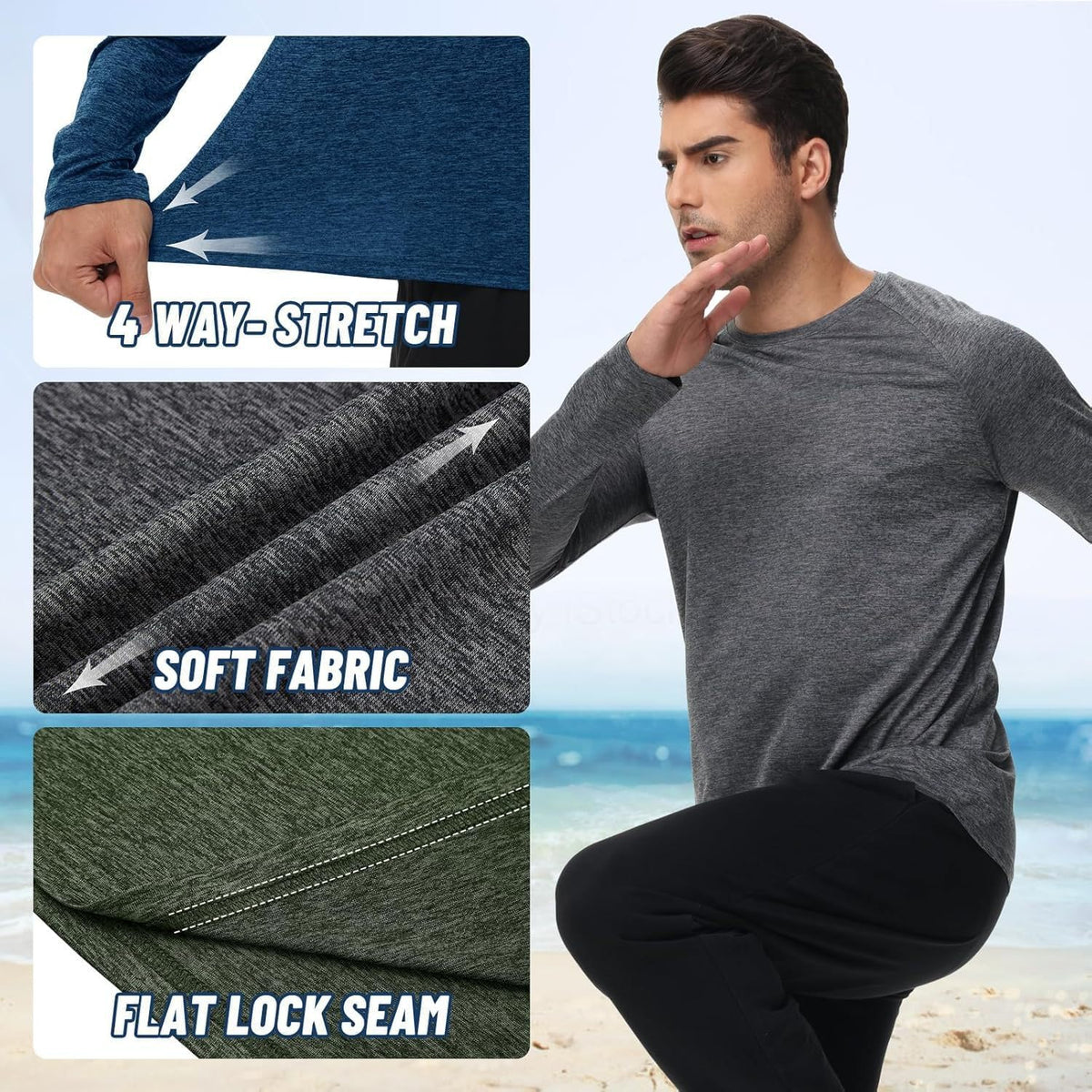 商品图片 9 | B0FRXZLLJW | Men's Long Sleeve Shirts Quick Dry Moisture Wicking, High Elasticity Workout T-Shirt for Running Gym Fishing Swim