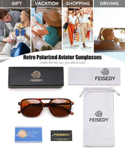 ÉÌƷͼƬ 21 | B0H2V9BFS5 | FEISEDY Retro Polarized Aviator Square Sunglasses for Women Men UV400 B0357