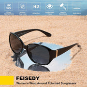ÉÌƷͼƬ 6 | B0H4R52F3D | FEISEDY Women's Polarized Sunglasses Wrap Around Vintage Fashion Sunnies UV400 Protection B0394
