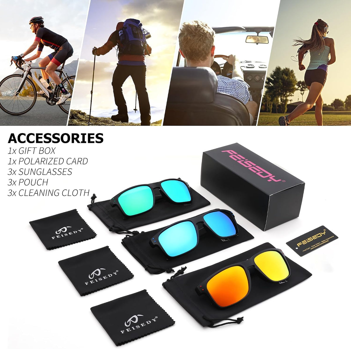ÉÌƷͼƬ 18 | B0F8HGGZ7R | FEISEDY Polarized Sunglasses for Men Women Sports Driving Fishing Hiking Glasses UV400 Protection B0080