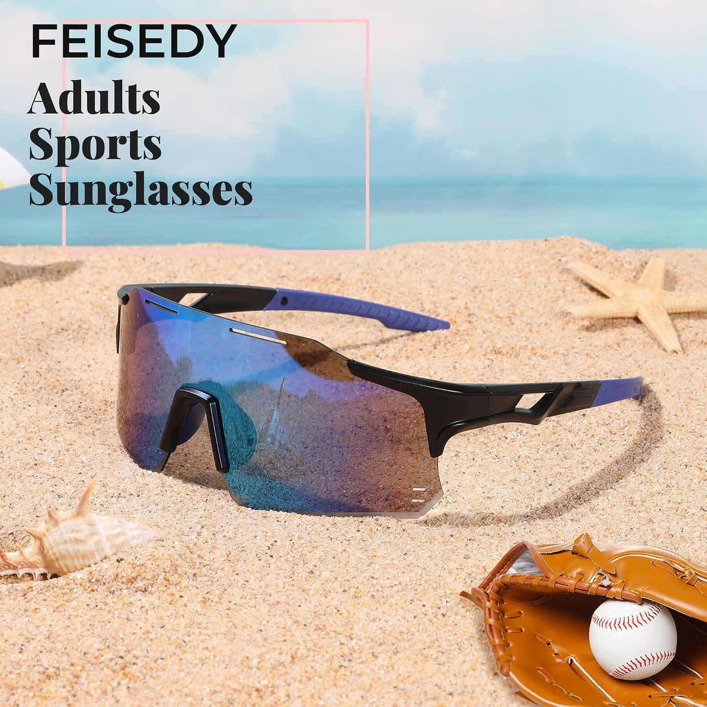商品图片 5 | B0DB5PJ1BJ | FEISEDY Cycling Glasses Sports Sunglasses for Men Women, Youth Kids Baseball Softball Running Sunglasses B0223