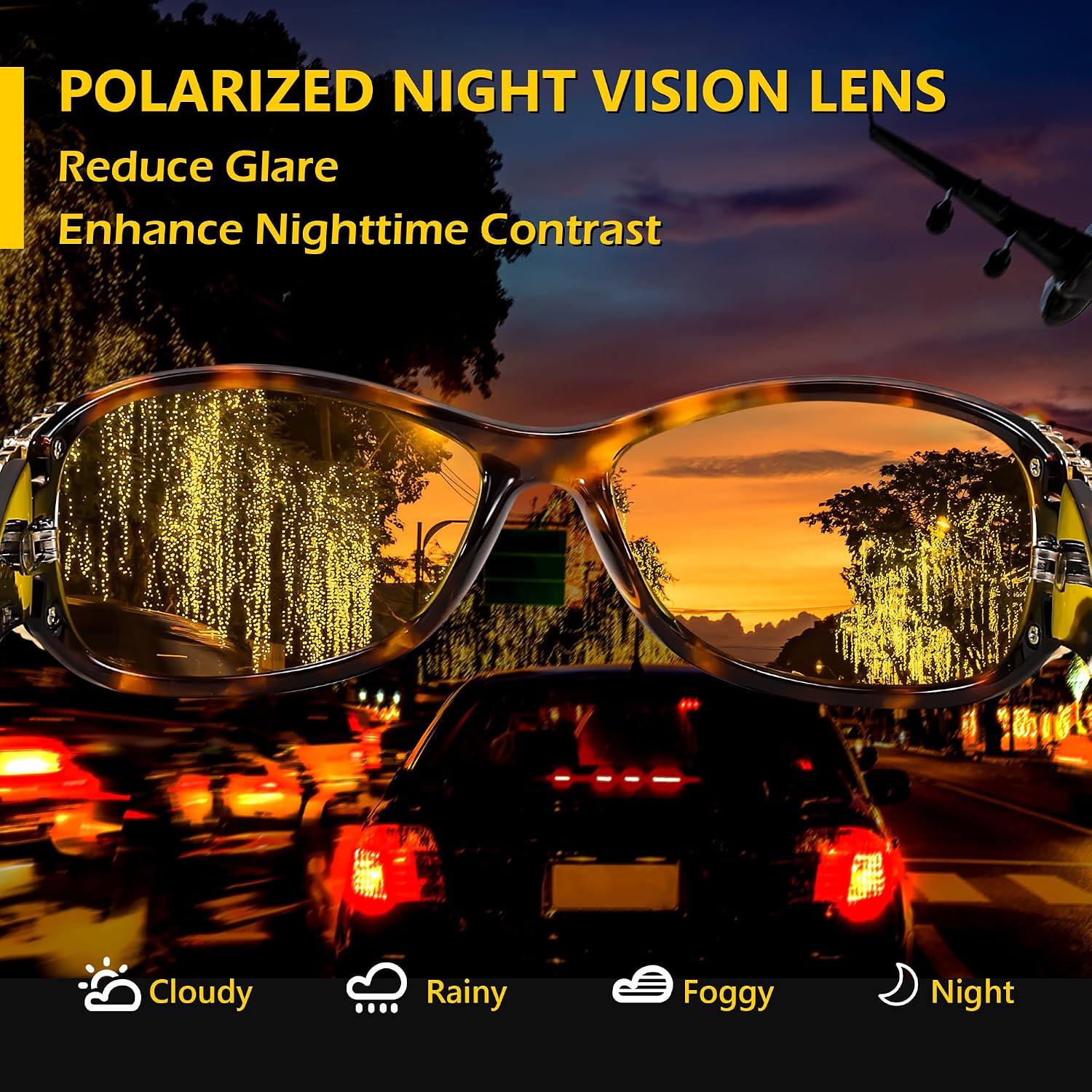 商品图片 70 | B081YY5RM3 | FEISEDY Classic Womens Night Glasses Driving Anti Glare Wrap Around Yellow Sunglasses B2548