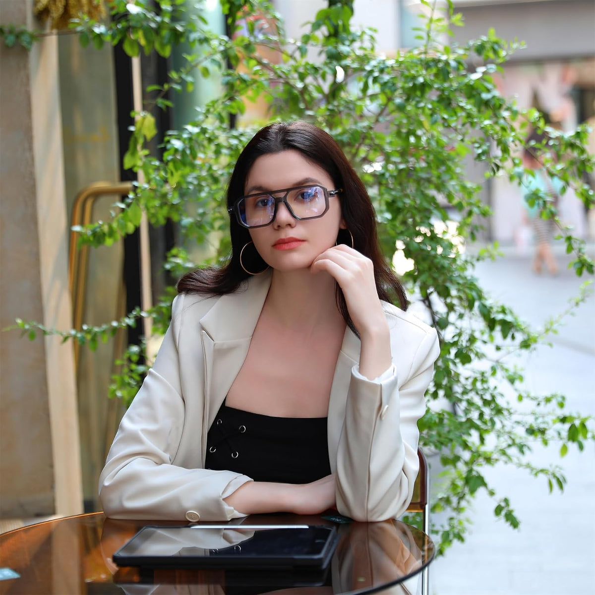 ÉÌƷͼƬ 19 | B0DPLTC8K6 | FEISEDY Vintage Square Blue Light Blocking Glasses Women Men 70s Flat Aviator Glasses Computer Anti Glare B0062