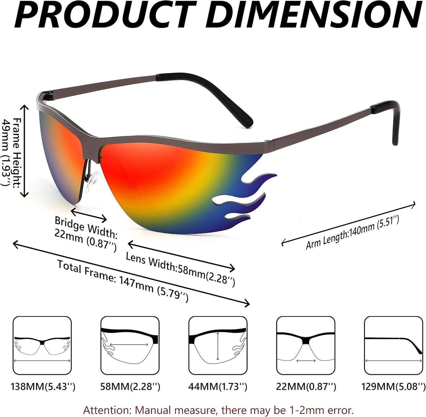 商品图片 6 | B09XHP3W7M | FEISEDY Retro Square Sunglasses Women Men Trendy Vintage Y2K Glasses Tinted Lens B2882