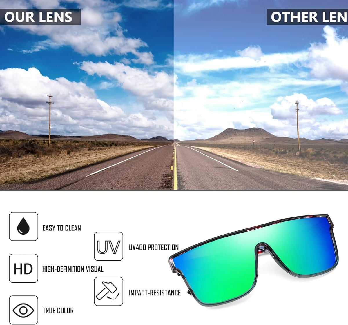 ÉÌƷͼƬ 141 | B0B2836HD6 | FEISEDY Sunglasses for Women Men, Fashion Mirrored Single Lens Shades