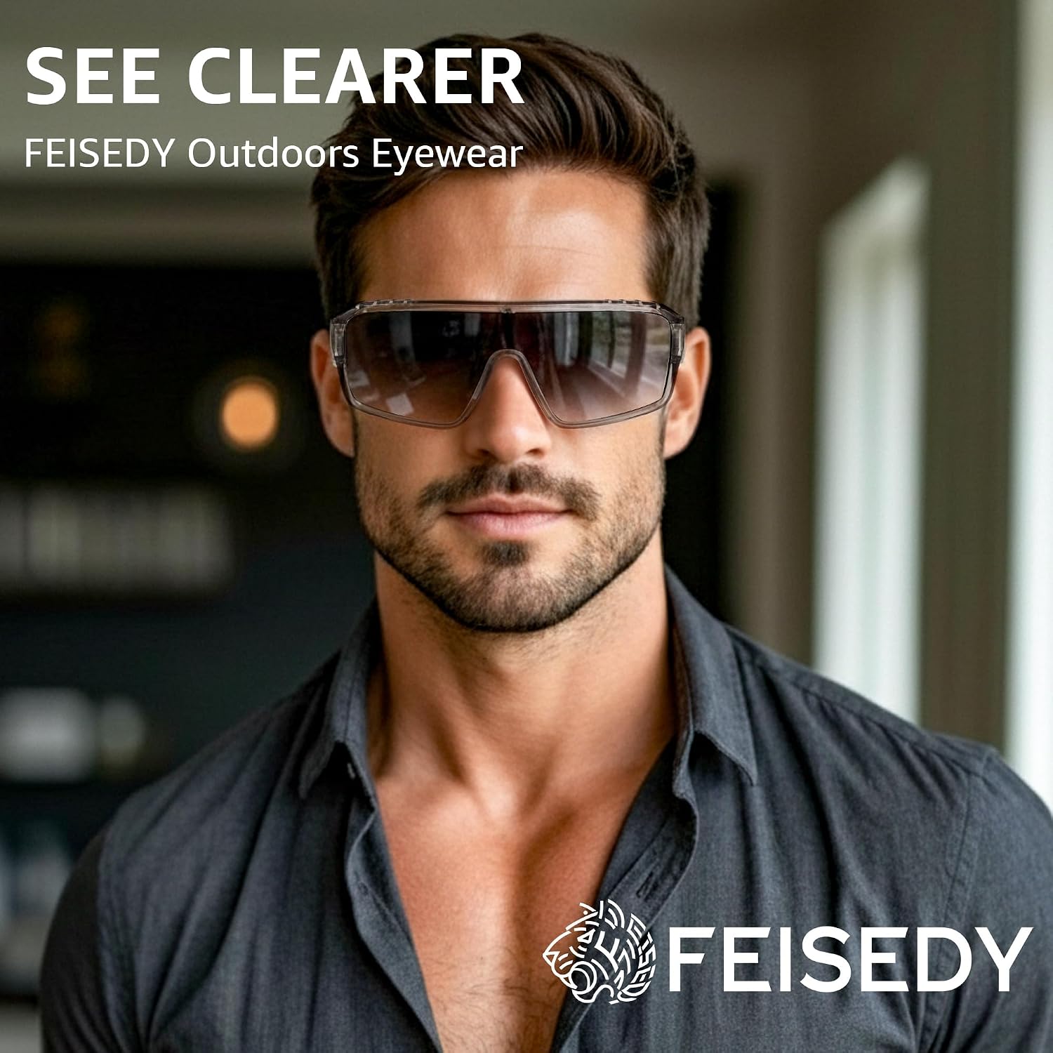 商品图片 14 | B0FWBV3SMZ | FEISEDY Oversized Square Fit Over Glasses Sunglasses for Men Women B0332