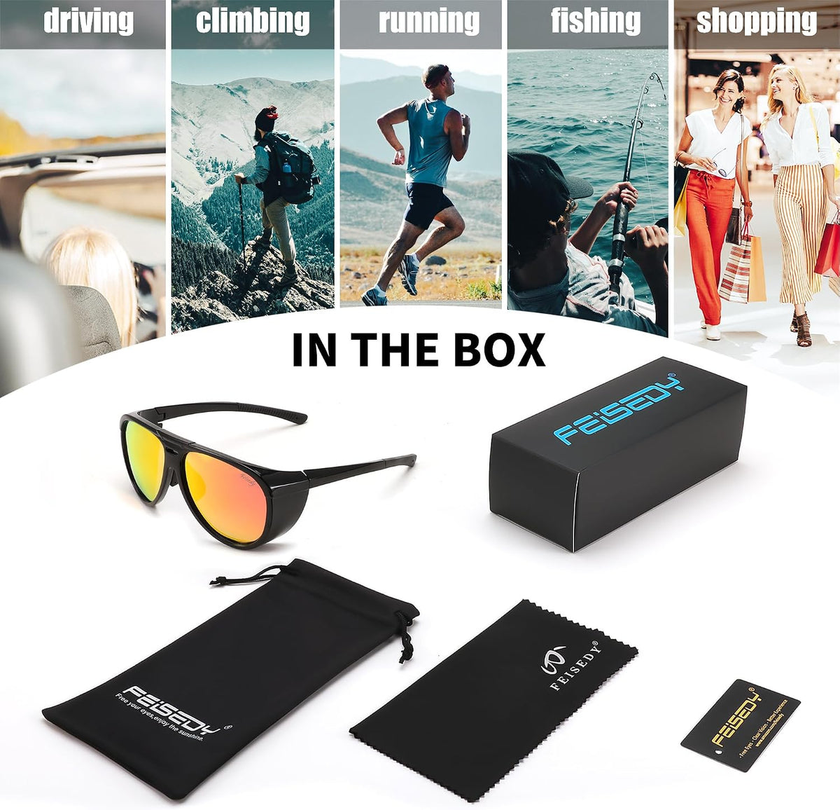ÉÌƷͼƬ 37 | B0CT5M1L9R | FEISEDY Polarized Aviator Sunglasses Men Women Oversized Round Steampunk Sunglasses Side Shield Goggles B0095