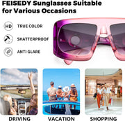 ÉÌƷͼƬ 12 | B0CYX6Y87W | FEISEDY Retro Oversized Avaitor Sunglasses for Women Men Bold Thick Frame Flat Top Shades B0126