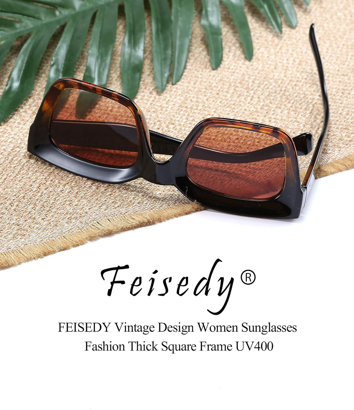 ÉÌƷͼƬ 46 | B07MNGNLNT | FEISEDY Classic Women Sunglasses Fashion Thick Square Sun Glasses B2471