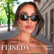 ÉÌƷͼƬ 17 | B0DTHVTKB5 | FEISEDY Retro Oval Sunglasses for Women 90s Narrow Round Lightweight Shades Y2k Trendy Sunnies B1171