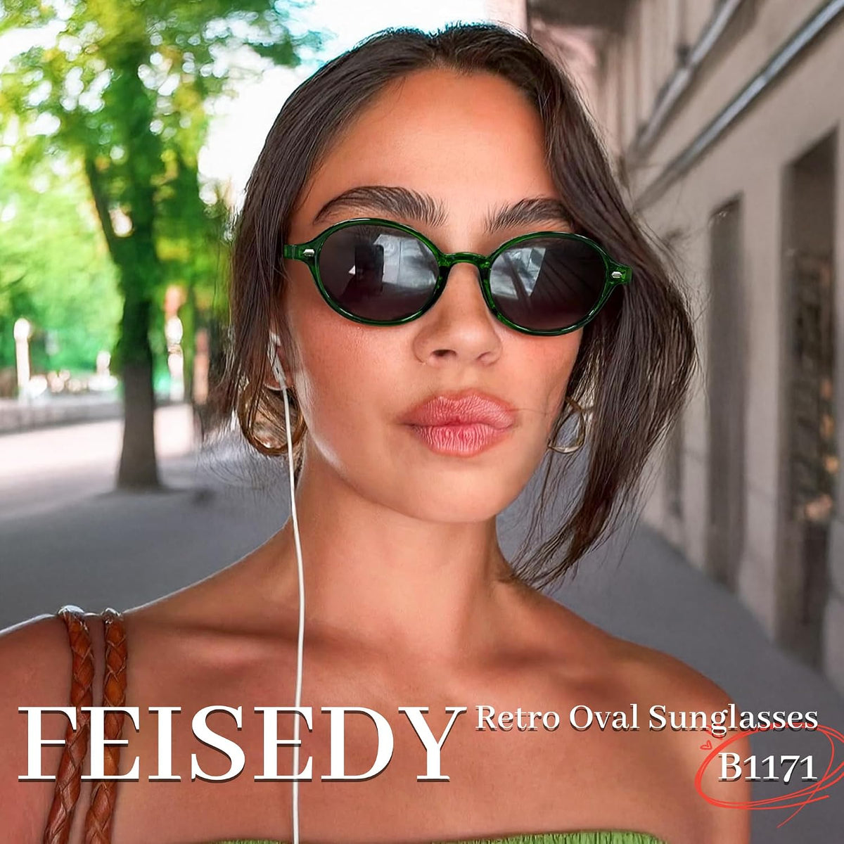 ÉÌƷͼƬ 17 | B0DTHVTKB5 | FEISEDY Retro Oval Sunglasses for Women 90s Narrow Round Lightweight Shades Y2k Trendy Sunnies B1171