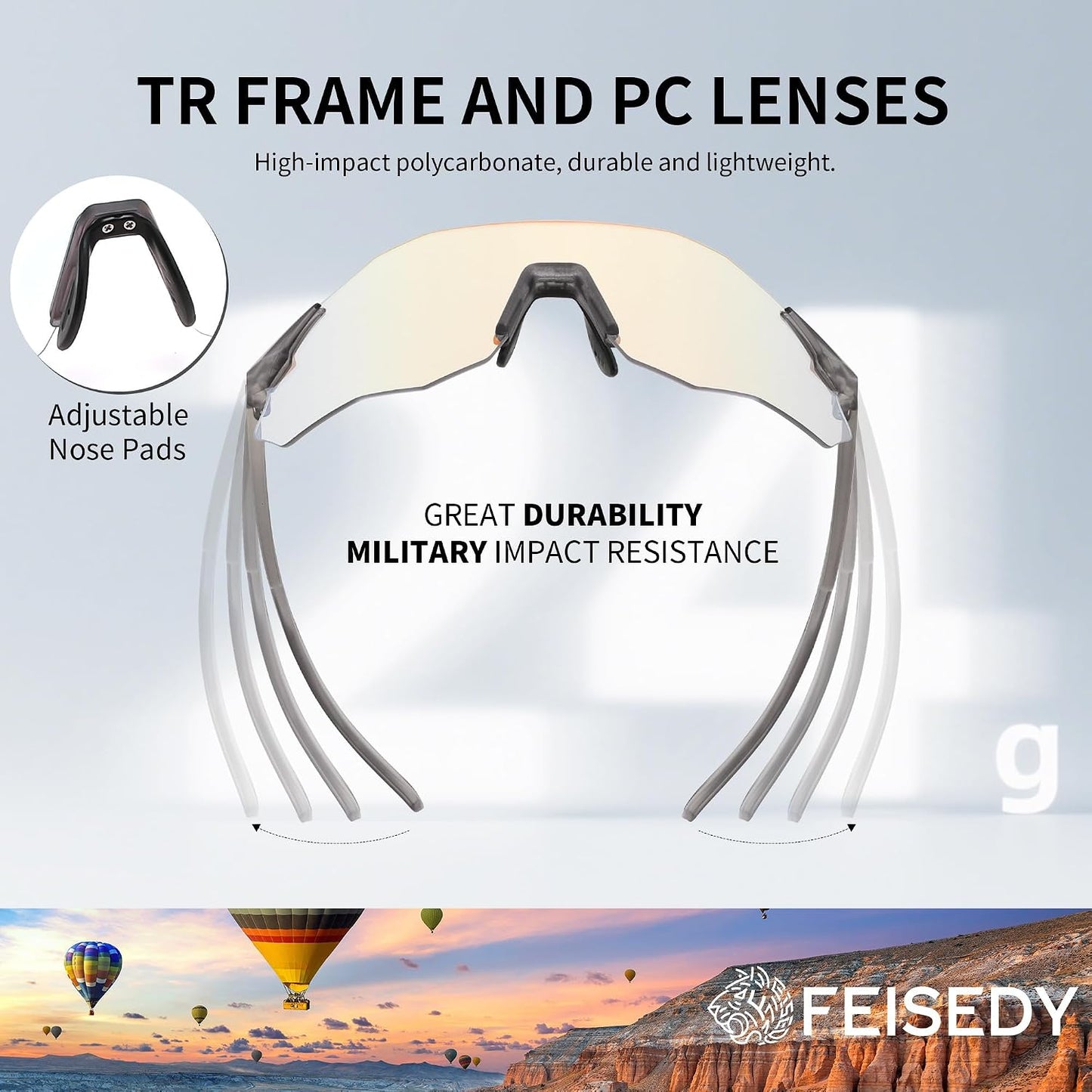 商品图片 21 | B0FHNVLT2X | FEISEDY Photochromic Cycling Glasses for Men Women Mountain Bike Sports Sunglasses UV Protection B0310