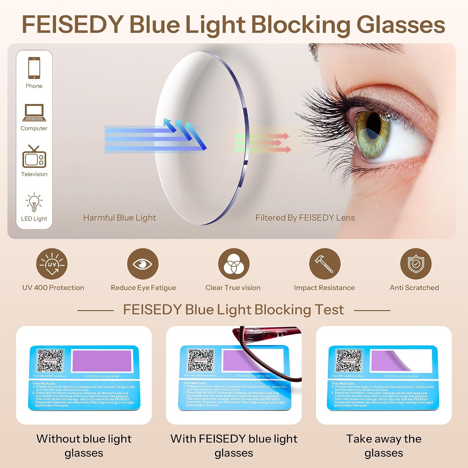 商品图片 12 | B0FZT81LLR | FEISEDY Blue Light Glasses for Women Men TR90 Computer Phone Gaming B0370 | Blue Light Blocking Glasses, Anti Eyestrain and Glare, Soft Comfortable Fit with Spring Hinges