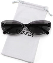 Transparent Grey Frame Grey Lens / 53 Millimeters | B0H2YRCST5 | FEISEDY Women Vintage Oval Cat Eye Sunglasses, Retro Narrow Shades B0459