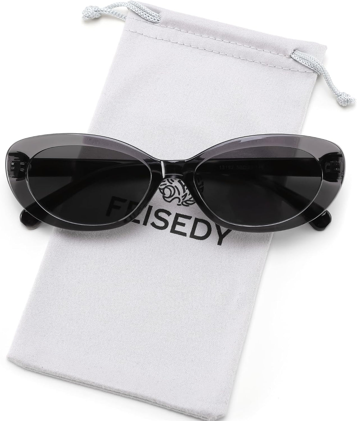Transparent Grey Frame Grey Lens / 53 Millimeters | B0H2YRCST5 | FEISEDY Women Vintage Oval Cat Eye Sunglasses, Retro Narrow Shades B0459