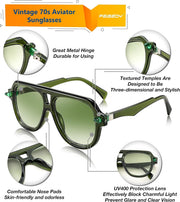 ÉÌƷͼƬ 4 | B0CDGNN3ZN | FEISEDY Vintage 70s Aviator Sunglasses Men Women Classic Retro Trendy Large Frame UV400 Sun Glasses B0030