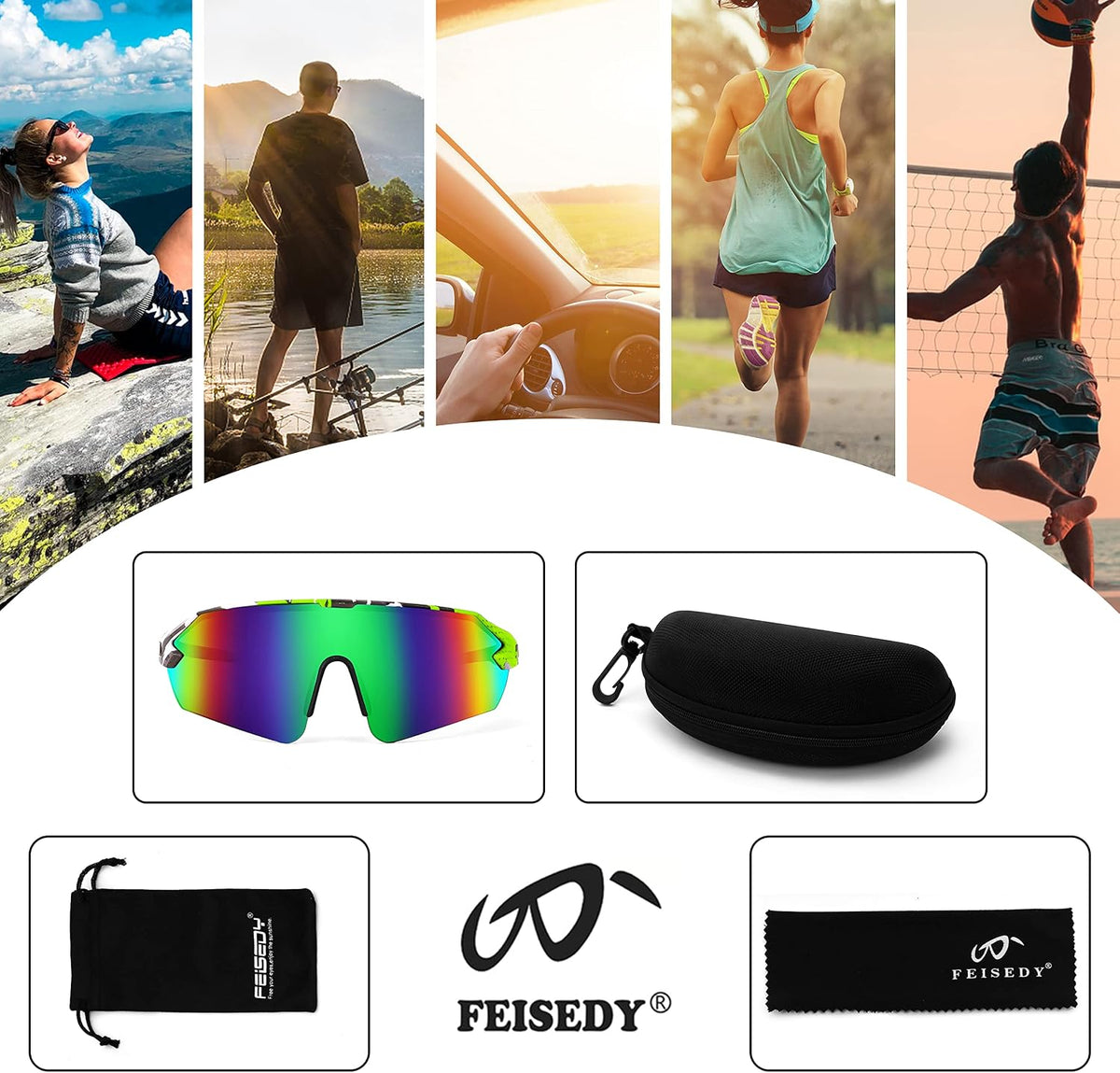 ÉÌƷͼƬ 21 | B0BQLPB8JV | FEISEDY Sports Sunglasses for Men and Women, UV400 Protection Outdoor Cycling Driving Fishing Glasses B2987