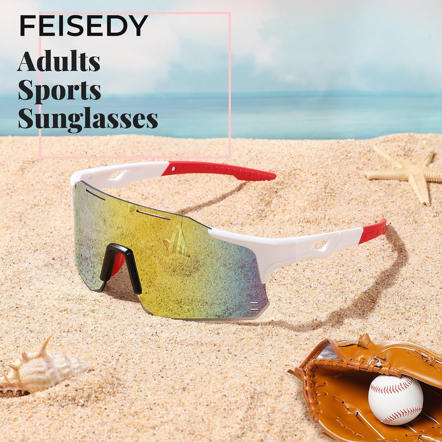 商品图片 13 | B0DB5PJ1BJ | FEISEDY Cycling Glasses Sports Sunglasses for Men Women, Youth Kids Baseball Softball Running Sunglasses B0223