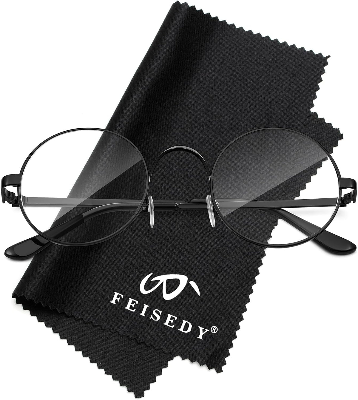 商品图片 8 | B0DSPCTJN4 | FEISEDY Metal Round Glasses for Men Women Retro Nerd Eyeglasses Classic Clear Lens Frame Costume Accessories B0275